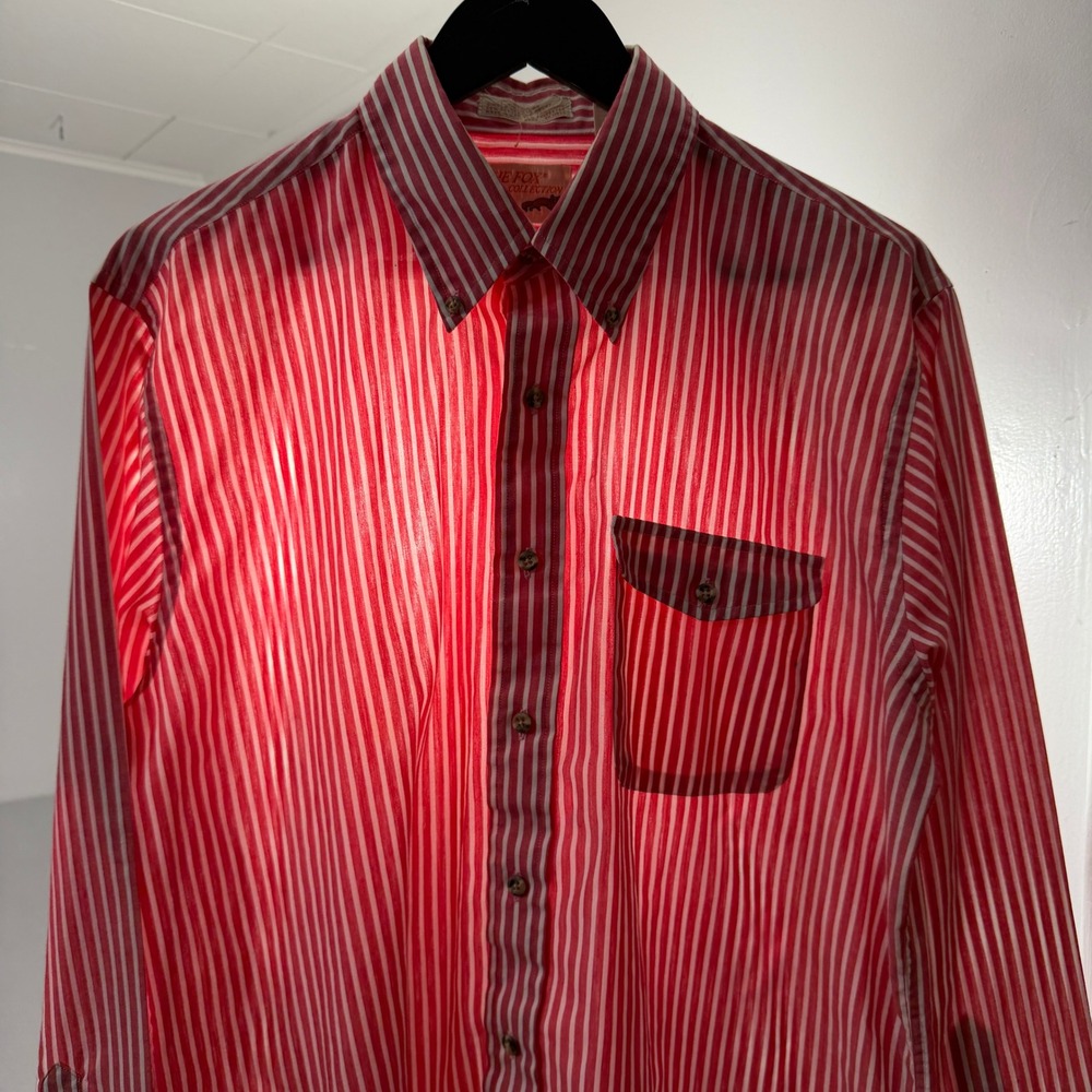 Vintage The Fox Collection Shirt Large Red Striped Button Rockabilly 70s 80s